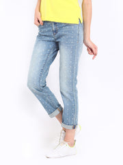 Nautica Women Blue Printed Skinny Fit Cropped Jeans