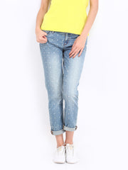 Nautica Women Blue Printed Skinny Fit Cropped Jeans