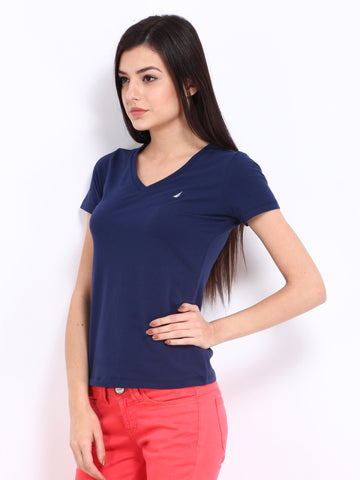 Nautica Women Navy T-shirt