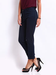 Nautica Women Navy Cuffed Ankle Length Slim Fit Trousers
