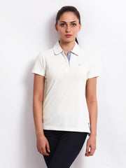 Nautica Women White Polo T-shirt