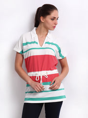 Nautica Women White &amp; Red Striped Tunic