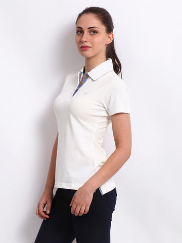 Nautica Women White Polo T-shirt