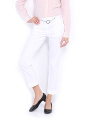 Nautica Women White Ankle Length Trousers