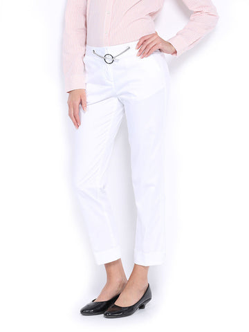 Nautica Women White Ankle Length Trousers