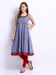 Neels Women Blue Printed Anarkali Kurta