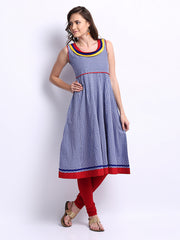 Neels Women Blue Printed Anarkali Kurta