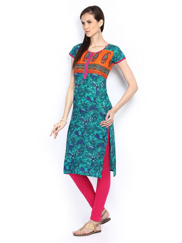 Neels Women Blue Printed Kurta