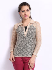 Neels Women Beige Lace Top