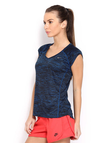 Nike Black Miler Ss V-neck    Running  Tops