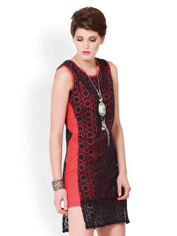 Nineteen Red &amp; Black Lace Shift Dress