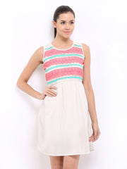 Noi Off-White Lace Fit &amp; Flare Dress