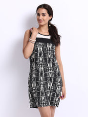 Noi Black &amp; Off-White Printed Dawn A-Line Dress