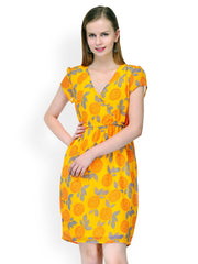 Nun Yellow Printed Shift Dress