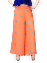 Nun Women Orange Polka Dot Print Palazzo Trousers