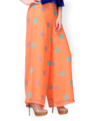 Nun Women Orange Polka Dot Print Palazzo Trousers