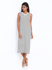 ONLY White &amp; Navy Striped Maxi Dress