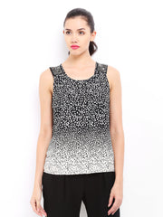 ONLY Women Black &amp; Beige Printed Top