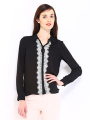 ONLY Women Black Lace Casual Shirt