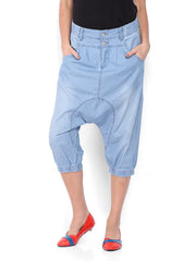 ONLY Women Blue Chambray Trousers