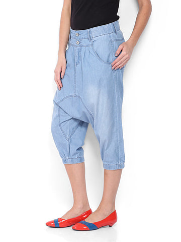 ONLY Women Blue Chambray Trousers