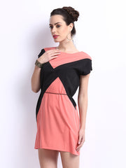 ONLY Black &amp; Peach Coloured Winnie Shift Dress