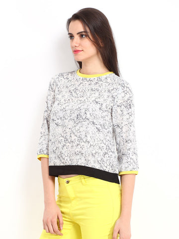 ONLY Women Off-White Printed Top