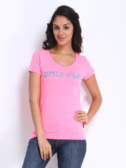 ONLY Play Women Neon Pink Printed T-shirt