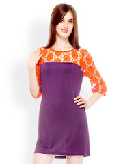 OZEL Orange &amp; Purple Shift Dress