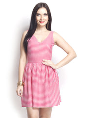 Oxolloxo Pink &amp; White Striped A-Line Dress