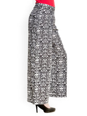Oxolloxo Women Black &amp; White Printed Palazzo Pants
