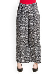 Oxolloxo Women Black &amp; White Printed Palazzo Pants