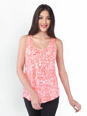 PURYS White &amp; Orange Printed Top