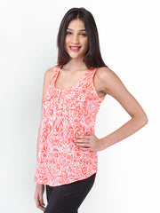 PURYS White &amp; Orange Printed Top