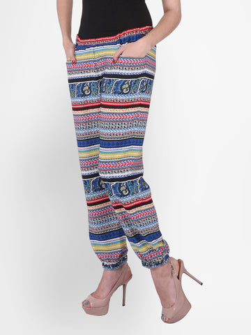 PURYS Women Multicoloured Printed Palazzo Trousers