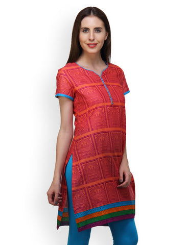 Paislei Women Orange Printed Kurti