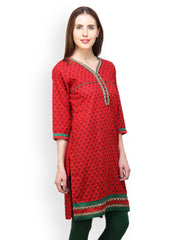 Paislei Women Red Printed Kurta