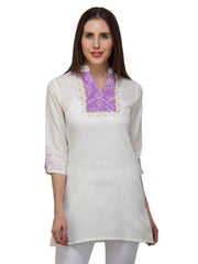 Paislei Women White Kurti