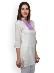 Paislei Women White Kurti