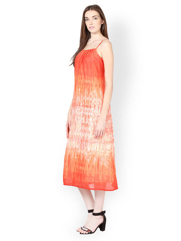 Palette Orange Printed Shift Dress