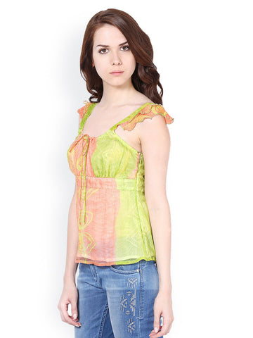 Palette Women Green Printed Slim Fit Top