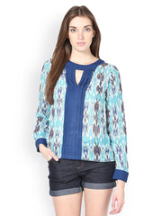 Palette Women Turquoise Blue Printed Top