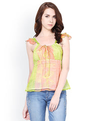 Palette Women Green Printed Slim Fit Top