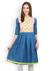 Pehraan Women Blue Printed Kurta