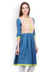 Pehraan Women Blue Printed Kurta