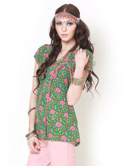 Pehraan Women Green Printed Kurti