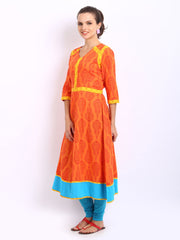 Pehraan Women Orange Printed Kurta