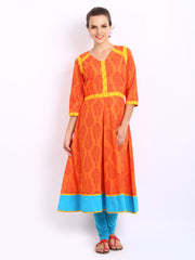 Pehraan Women Orange Printed Kurta