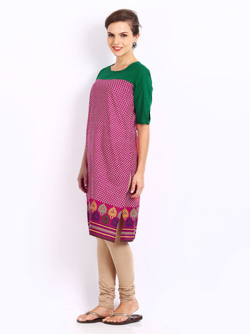 Pehraan Women Pink Printed Kurta