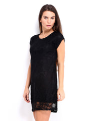 People Black Lace Shift Dress